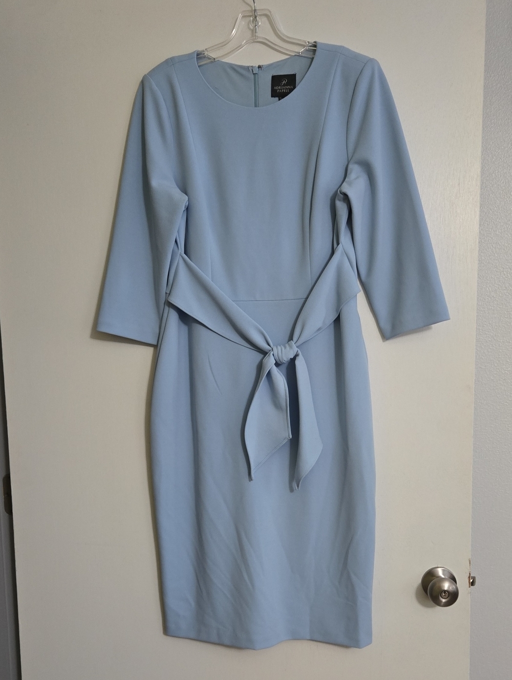 Adrianna Papell Soft Blue Tie-Waist Midi Dress